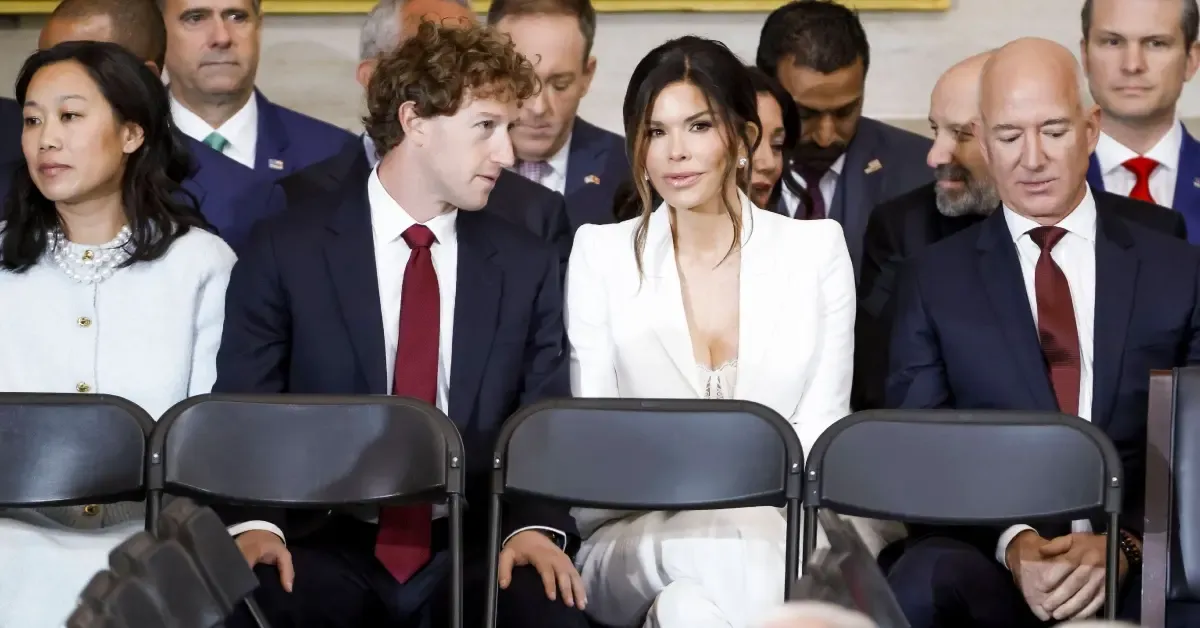 Mark Zuckerberg Caught Ogling Lauren Sanchez Chest Wife Donald Trump Inauguration 1737408890545