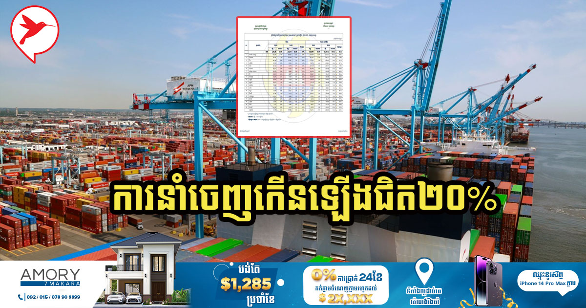 គិតត្រឹមខែ១១ ឆ្នាំ២០២២នេះ កម្ពុជាបាននាំចេញទំនិញទៅកាន់ទីផ្សារអន្តរជាតិ