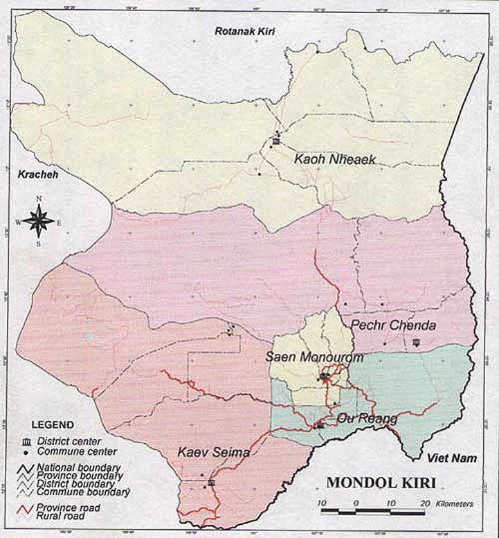 Map Province Mondulkiri Cambodia 800