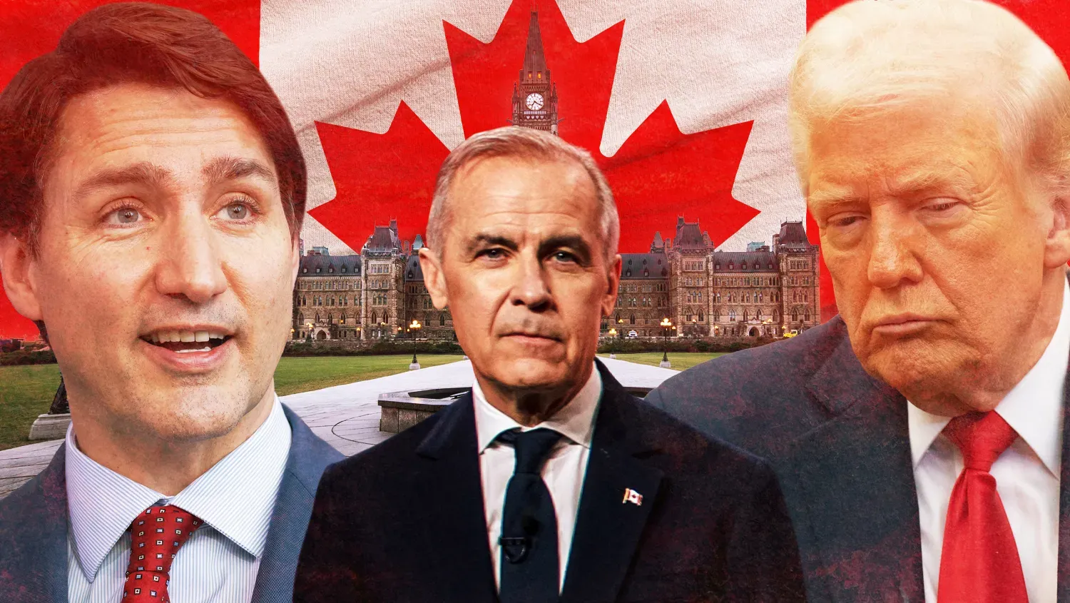 Justin Trudeau Mark Carney and Donald Trump 